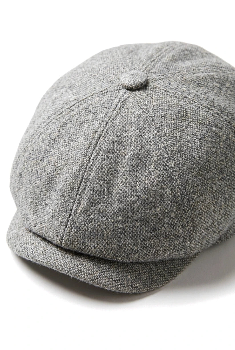 8 Panel Baker Boy Cap Shelby Hut Wolle Tweed Klassisch Hellgrau Razor