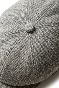 8 Panel Baker Boy Cap Shelby Hut Wolle Tweed Klassisch Hellgrau Razor