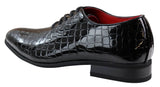 Mens Patent Black Crocodile Style PU Leather Shoes