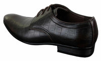 Mens Black Tan Brown Crocodile Snake PU Leather Shoes Laced Smart Formal Pointed