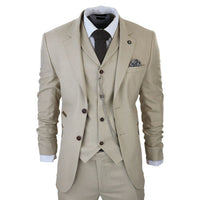 AK-08 Men's 3-Piece Cream Prince Of Wales Check Suit