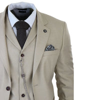AK-08 Men's 3-Piece Cream Prince Of Wales Check Suit