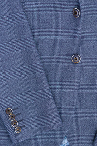 AK-09 3-teiliger Herrenanzug mit blauem Prince of Wales-Karomuster