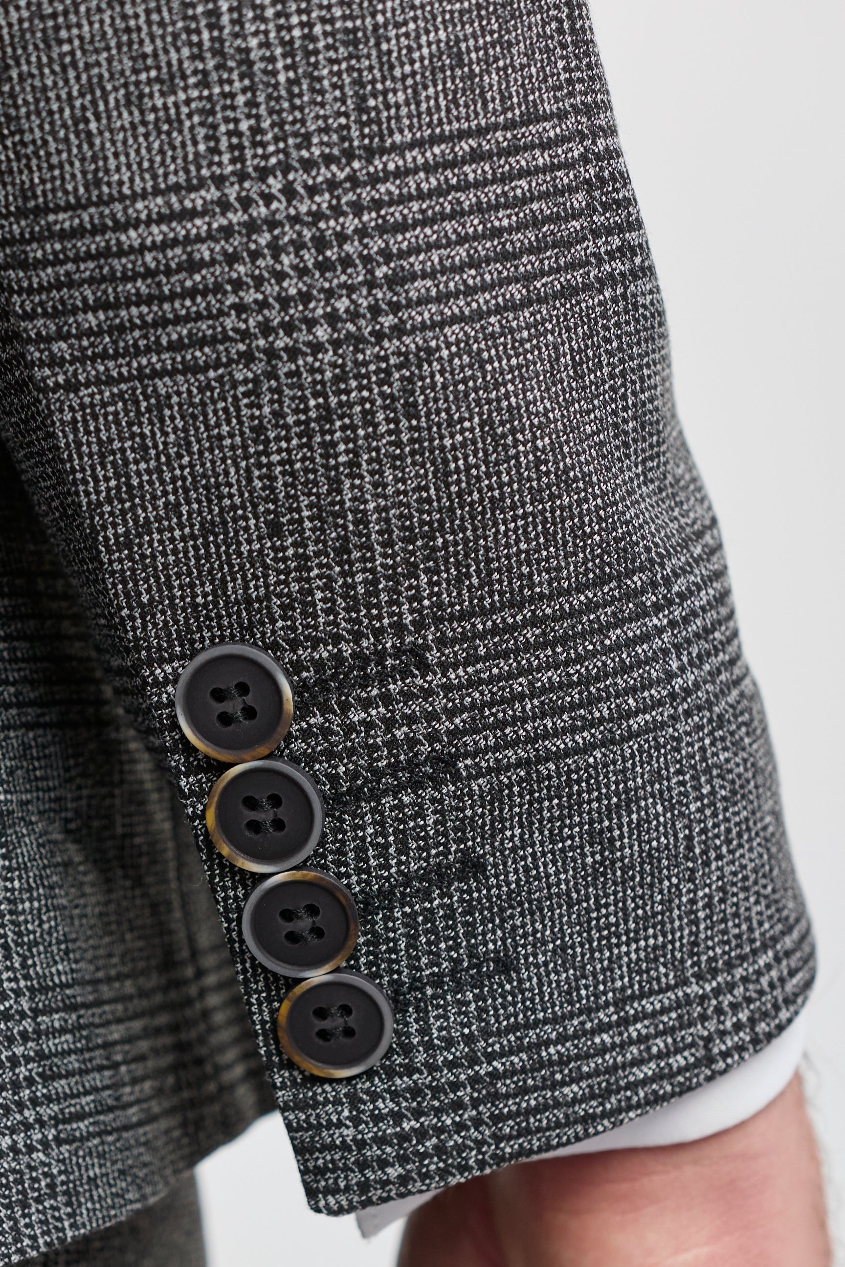 Grauer 3-teiliger Glencheck-Anzug für Herren