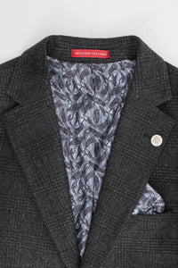 Schwarzer 3-teiliger Glencheck-Anzug für Herren