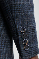 Blauer 3-teiliger Herrenanzug mit Schottenkaro