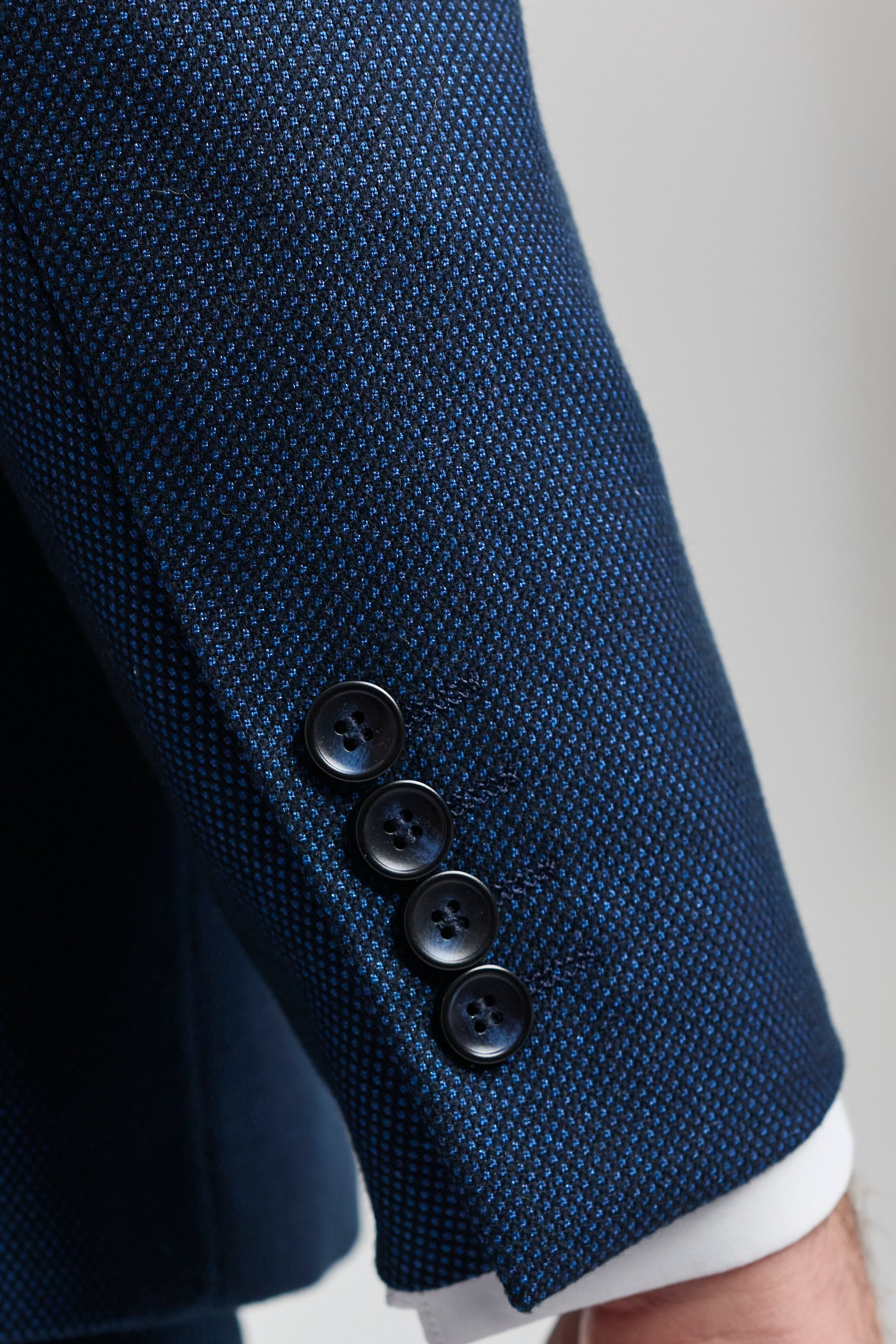 Herren Anzug Marineblau 3 Stück Birdseye Anzug Hochzeit Abschlussball Formal Smart Classic