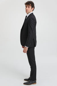 Paul Andrew Parker – Herrenanzug, 3-teilig, schwarz, maßgeschneidert, komplett, klassischer Türsteher, Trauer, Beerdigung