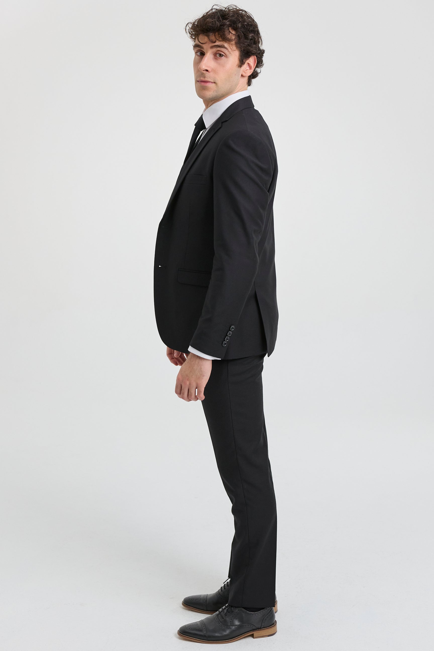 Paul Andrew Parker – Herrenanzug, 3-teilig, schwarz, maßgeschneidert, komplett, klassischer Türsteher, Trauer, Beerdigung