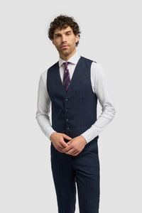 Caridi - Herren-Tweed-Weste in Marineblau
