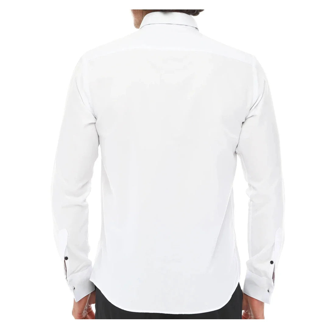 Men's Wing Collar Shirt Tuxedo White Black Piping Double Cuff Dinner Classic