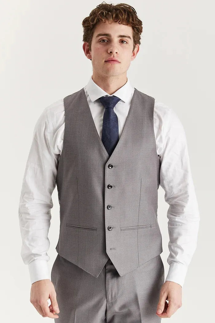Edward - Men's Grey 3 Piece Stitch Lapel Classic Suit