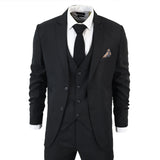 IM1 Men's Classic Black Plain Tailored Fit 3-Piece Suit