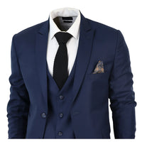 IM1 Men's Classic Charcoal Navy Tailored Fit 3-Piece Suit