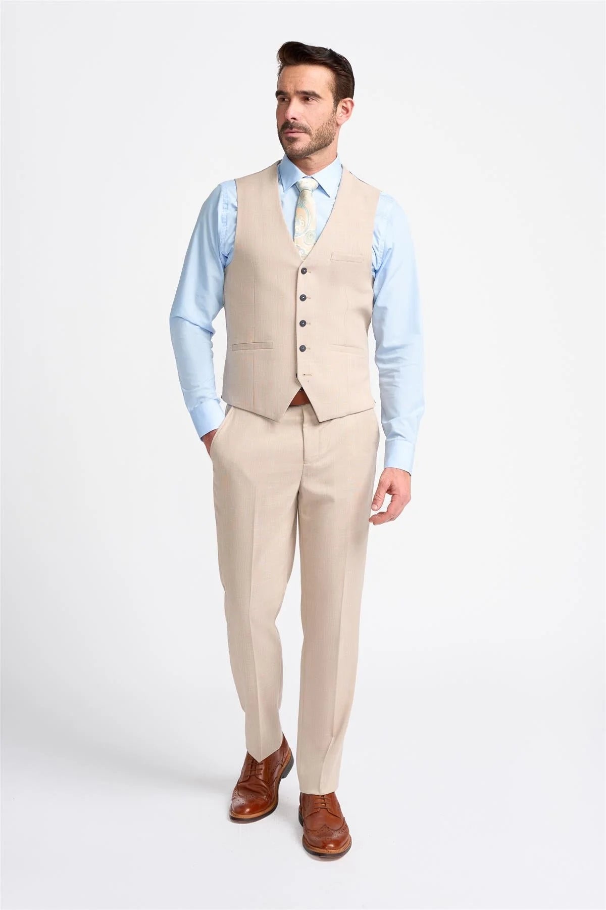 Miami - Beige Hochzeitsweste für Herren