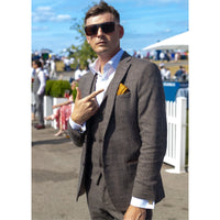 Braun karierter dreiteiliger Tweedanzug für Herren - STZ17