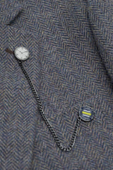 Thomas – Herrenanzug, dreiteilig, marineblau, aus Wollmischung und Tweed