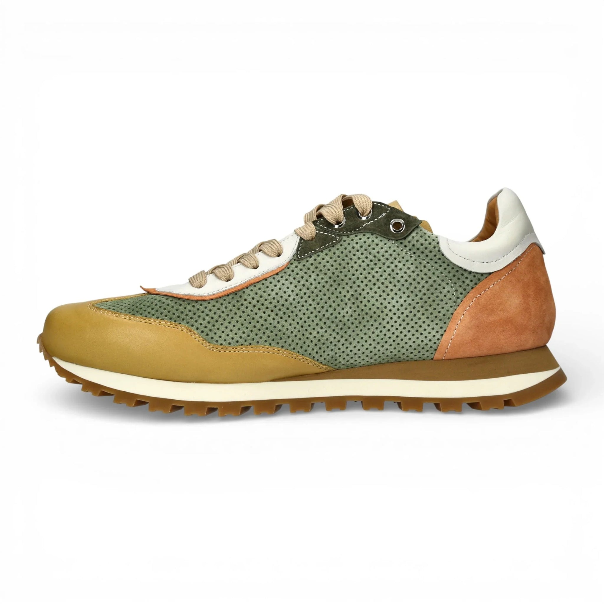 Aglae 02 – Herren-Sneaker aus grünem und beigem Leder