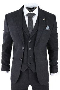 Men's Black Glen Check 3 Piece Suit
