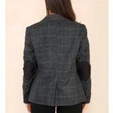 Grauer Damen-Tweed-Karo-Blazer-Anzug