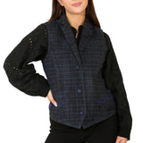 Damen-Tweed-Karoweste, blauer Anzug