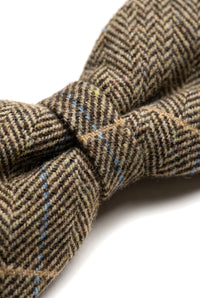 Albert - Braune Tweed-Fliege mit Fischgrätenmuster für Herren