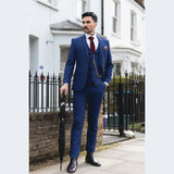 Herrenanzug, blau-braun, kariert, 3-teilig, maßgeschneidert, für Hochzeit, Abschlussball, Rennen, Prince of Wales