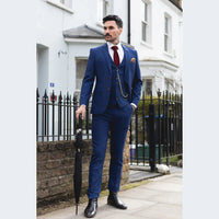 Herrenanzug, blau-braun, kariert, 3-teilig, maßgeschneidert, für Hochzeit, Abschlussball, Rennen, Prince of Wales