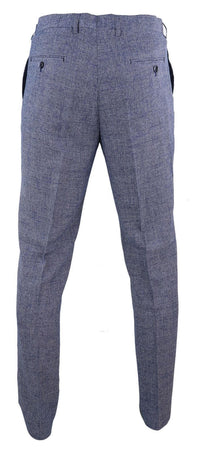Cavani Antonio - Men's Grey-Blue Check Vintage Trousers - Regular Length