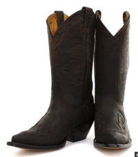 Mens Cowboy Boots Pointed Black Brown Grinders Arizona Real Leather Western Cuban