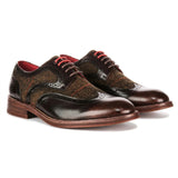 Arlo - Braune Herren-Brogueschuhe aus Leder-Tweed