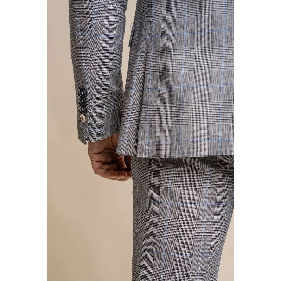 Arriga - Men's Grey Blue Check Blazer