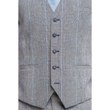 Arriga - Men's Grey Blue Check Waistcoat