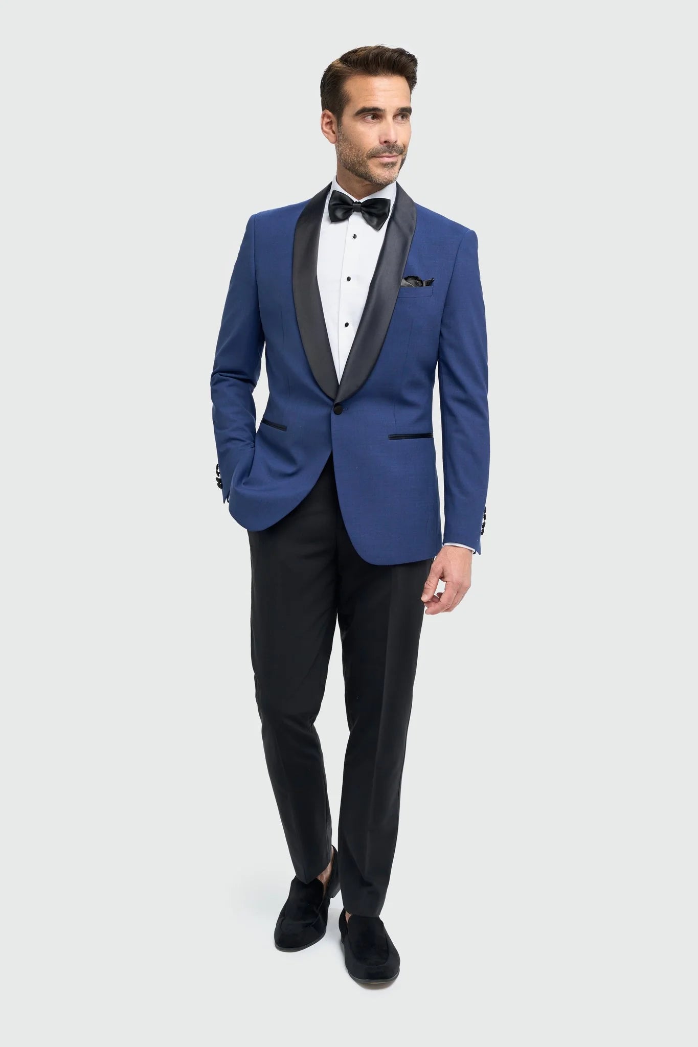 Aspen – Blauer Herren-Smokingblazer mit Schalkragen