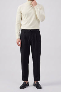 Herren-Rollkragenpullover in Creme, weicher Viskose-Mischgewebe, Langarm-Strickpullover