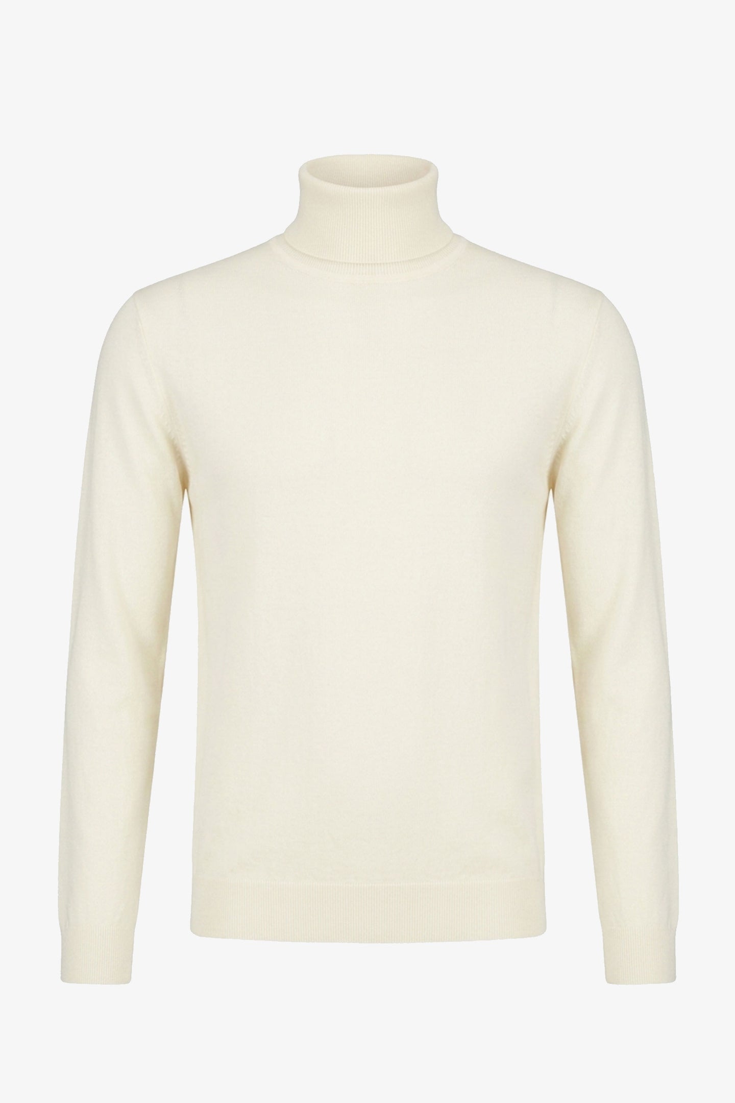 Herren-Rollkragenpullover in Creme, weicher Viskose-Mischgewebe, Langarm-Strickpullover