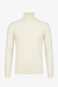 Herren-Rollkragenpullover in Creme, weicher Viskose-Mischgewebe, Langarm-Strickpullover