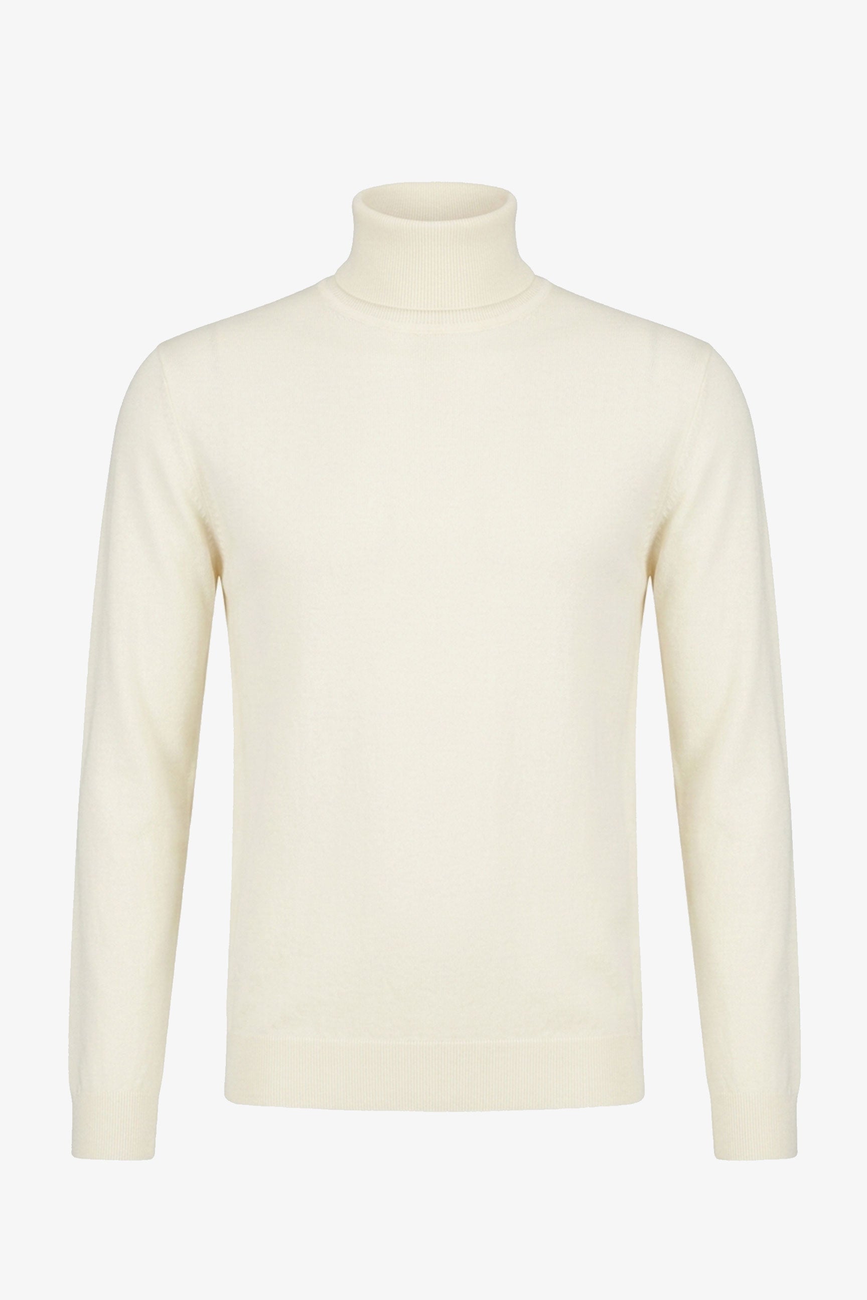 Herren-Rollkragenpullover in Creme, weicher Viskose-Mischgewebe, Langarm-Strickpullover
