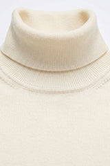 Herren-Rollkragenpullover in Creme, weicher Viskose-Mischgewebe, Langarm-Strickpullover
