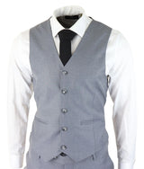 Mens Classic Grey 3 Piece Suit Slim Fit Vintage Retro Smart Formal Wedding