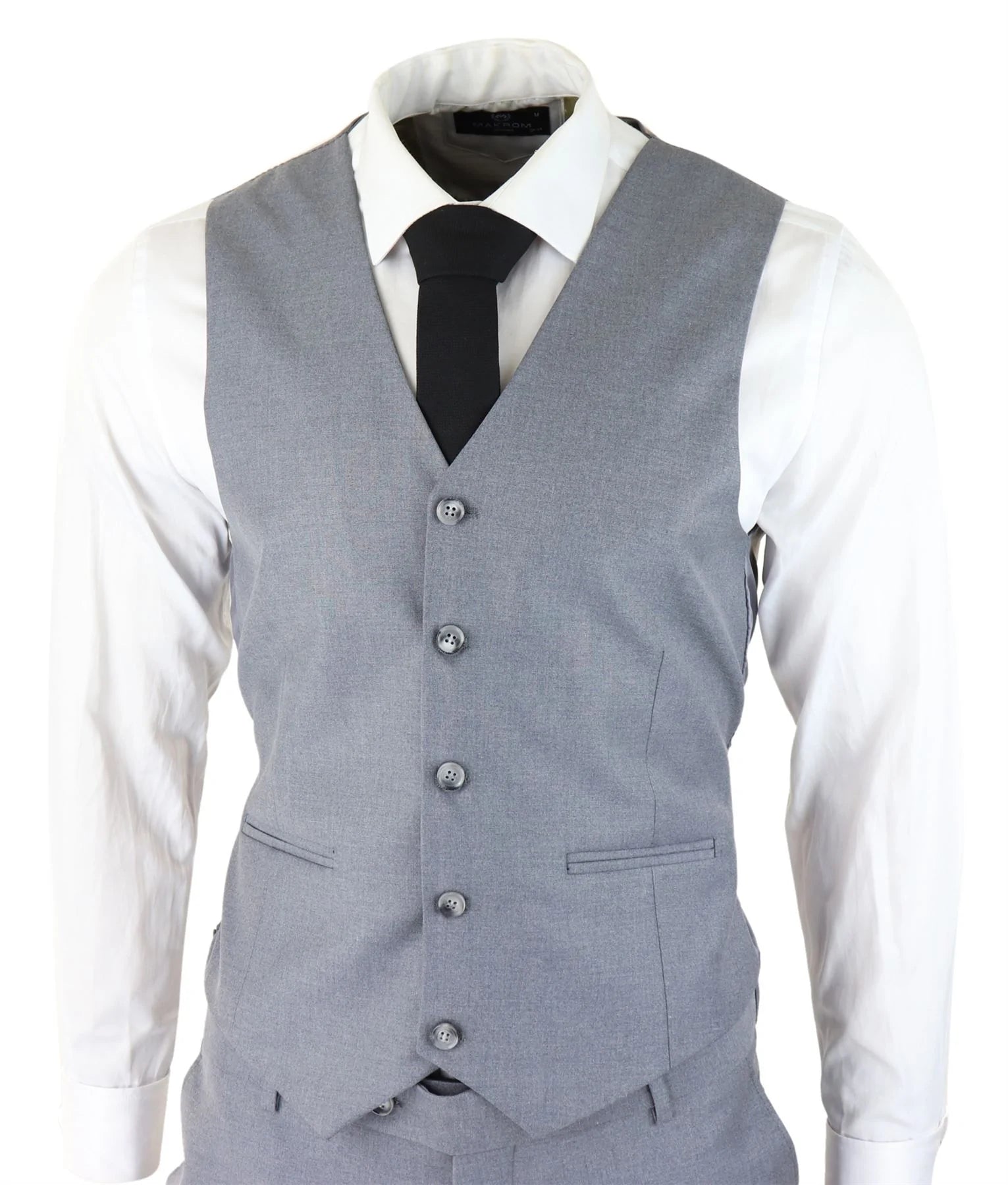 Mens Classic Grey 3 Piece Suit Slim Fit Vintage Retro Smart Formal Wedding