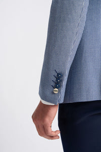 Baresi Herrenanzug, 3-teilig, kontrastierend, grau und marineblau, klassischer Sommer-Karoanzug