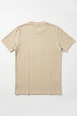 Beiges, geripptes klassisches T-Shirt für Herren