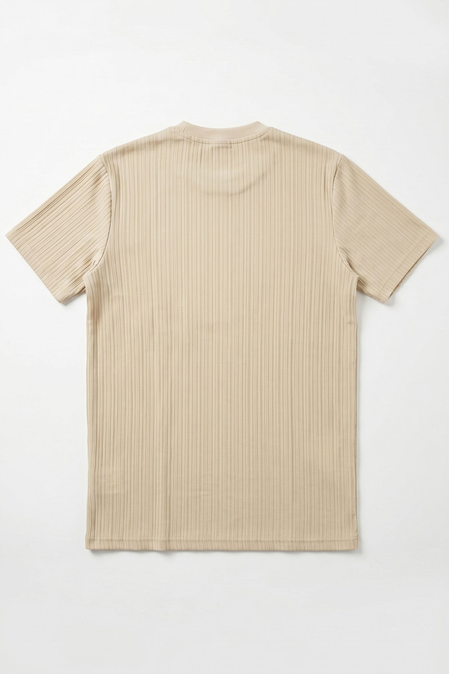 Beiges, geripptes klassisches T-Shirt für Herren