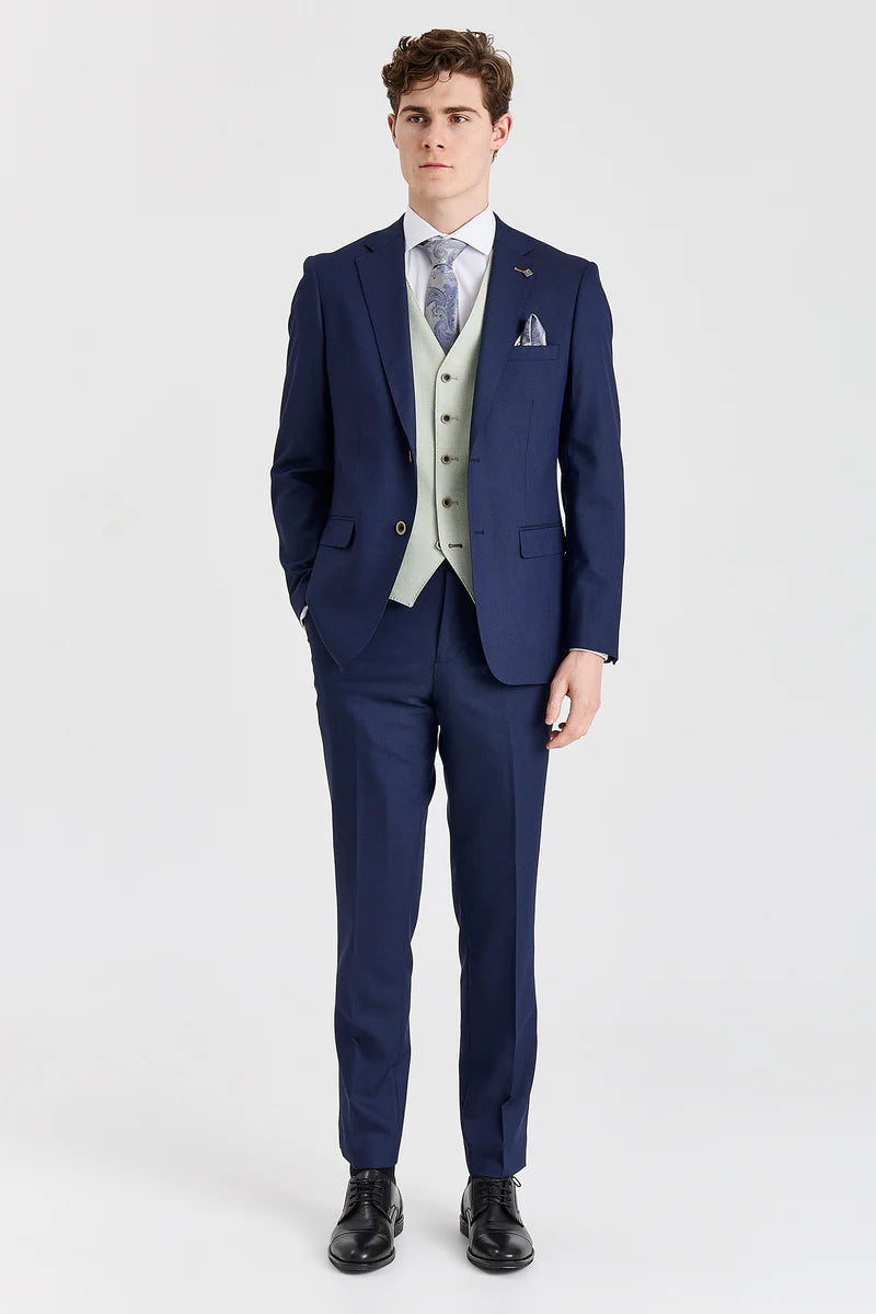 Belmont Navy Anzug mit kontrastierender Belmont Sage Weste