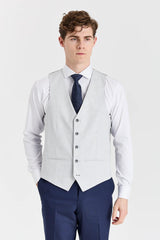 Marineblauer Anzug von Belmont mit kontrastierender silberner Weste von Belmont