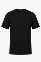 Schwarzes, geripptes klassisches T-Shirt für Herren