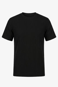 Schwarzes, geripptes klassisches T-Shirt für Herren