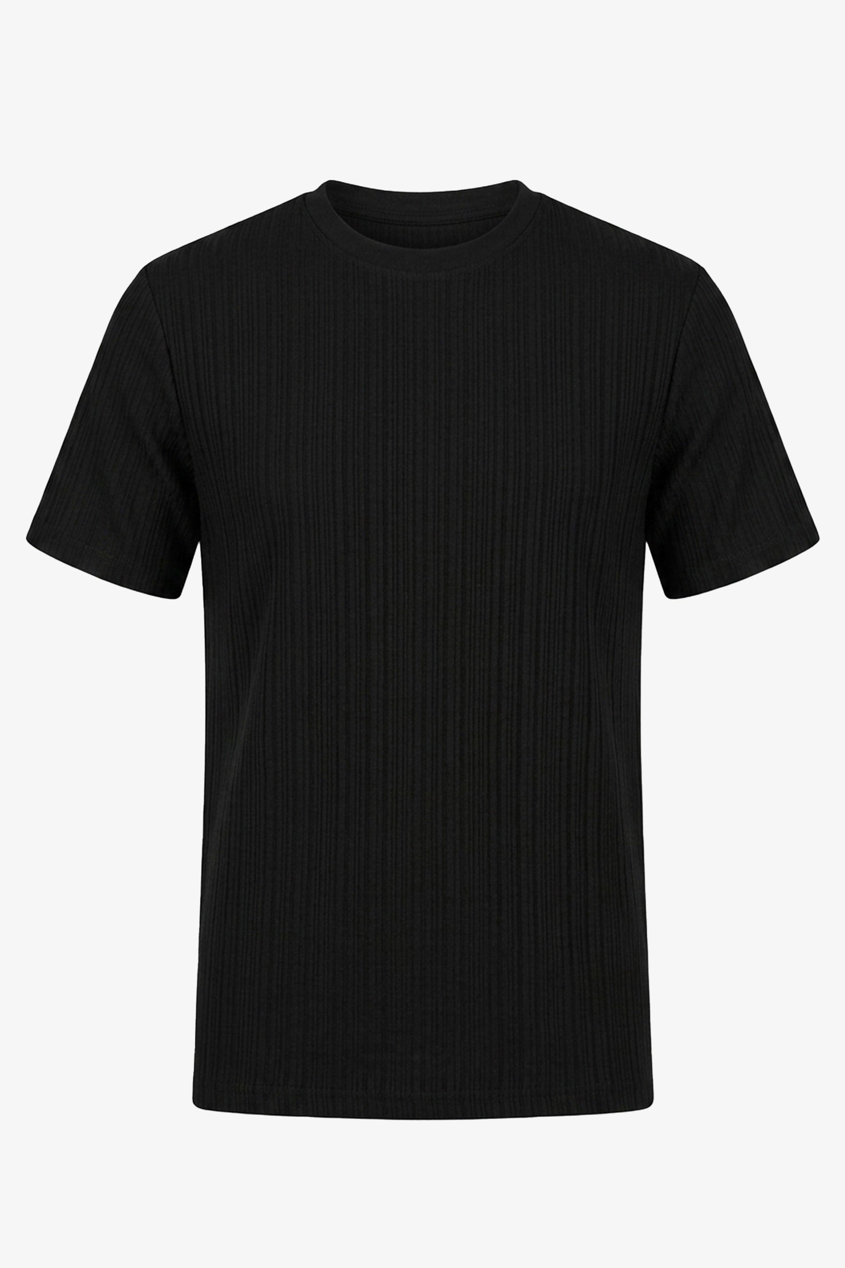 Schwarzes, geripptes klassisches T-Shirt für Herren