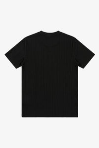 Schwarzes, geripptes klassisches T-Shirt für Herren